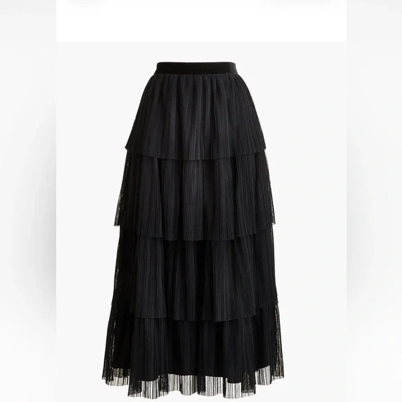 J. Crew Black Tiered Maxi Skirt - Picture 1 of 6
